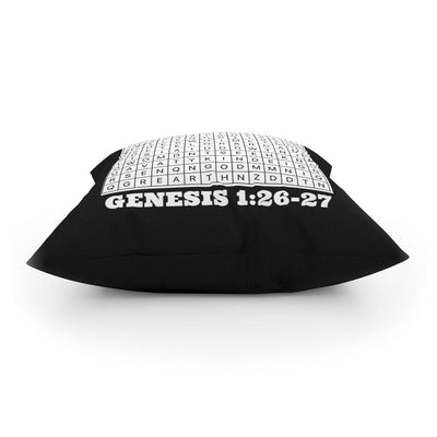 Throw Pillow Black And White Genesis 1:26-27 Word Art - Decorative | Pillows