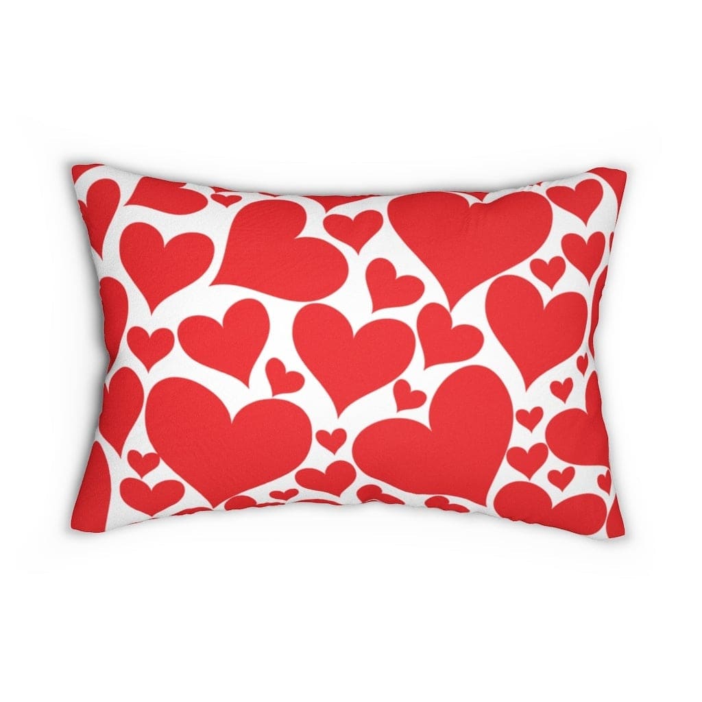 Decorative Lumbar Throw Pillow Love Red Hearts Pattern - Decorative | Throw
