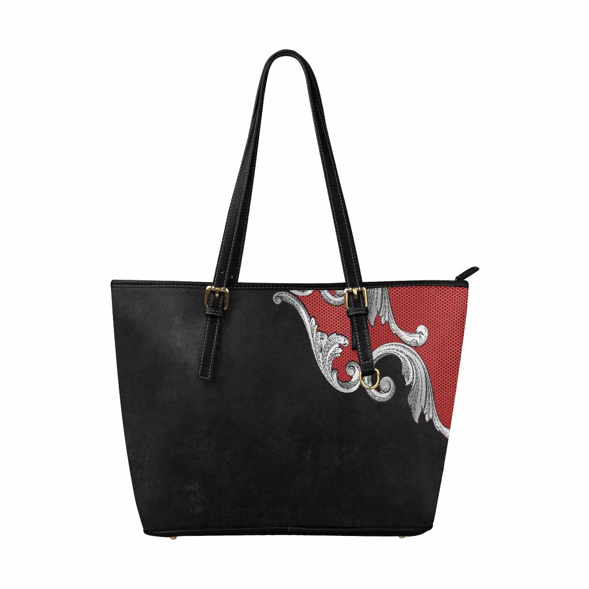 Large Leather Tote Shoulder Bag - Black Multicolor Handbag - Bags | Leather
