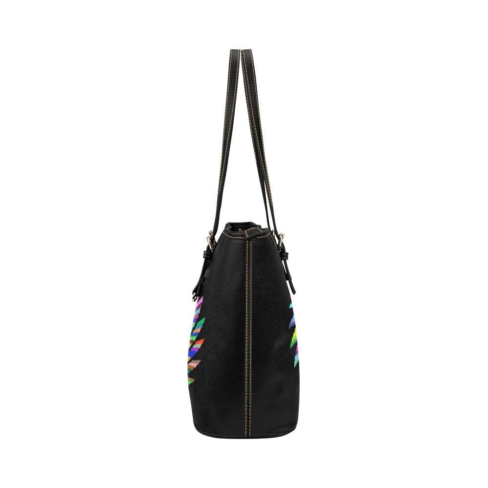 Large Leather Tote Shoulder Bag - Black And Wheel Handbag - Bags | Leather Tote