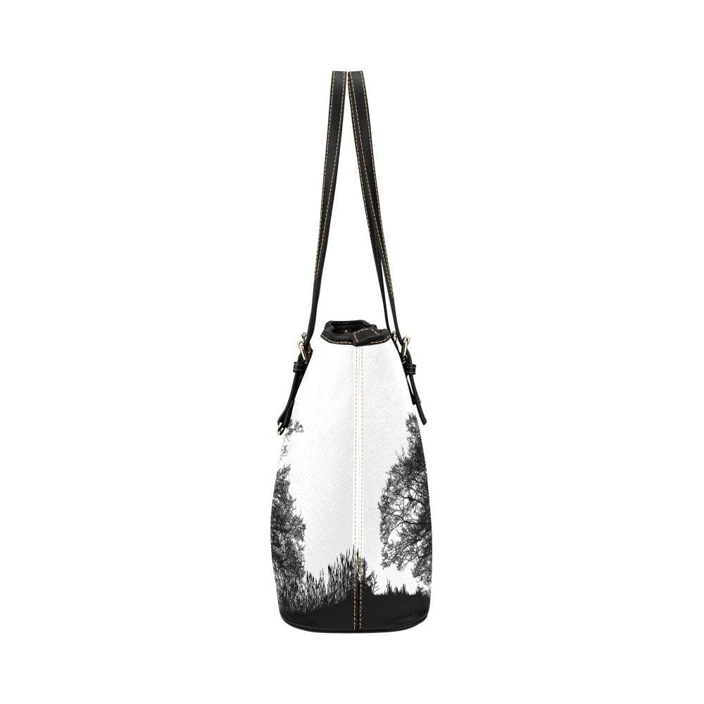 Large Leather Tote Shoulder Bag - Black and White Tree T588233 - Bags/Leather