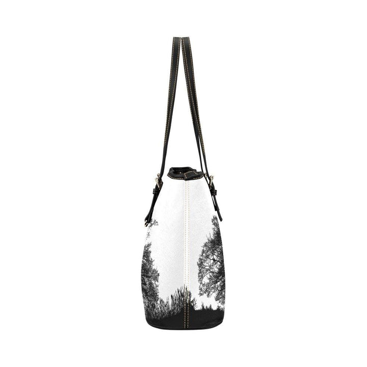 Large Leather Tote Shoulder Bag - Black and White Tree T588233 - Bags/Leather