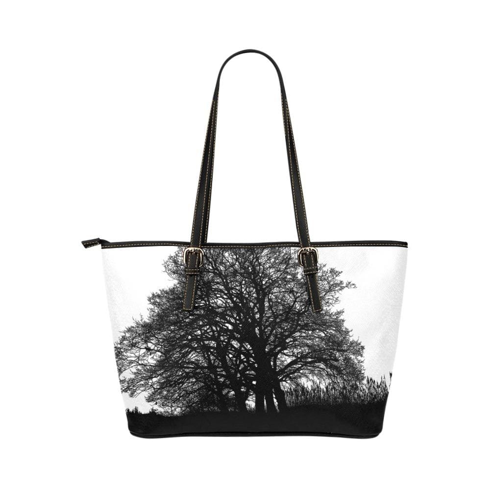 Large Leather Tote Shoulder Bag - Black and White Tree T588233 - Bags | Leather