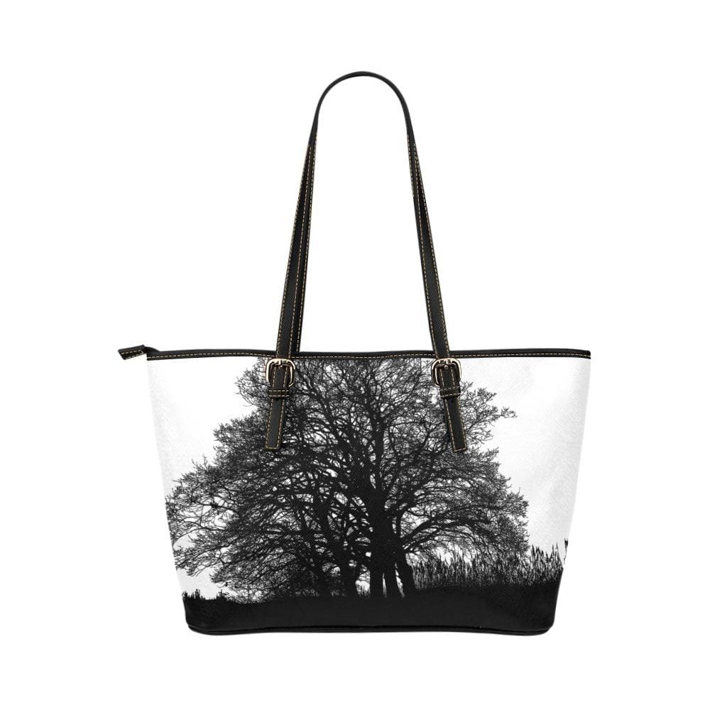 Large Leather Tote Shoulder Bag - Black and White Tree T588233 - Bags/Leather