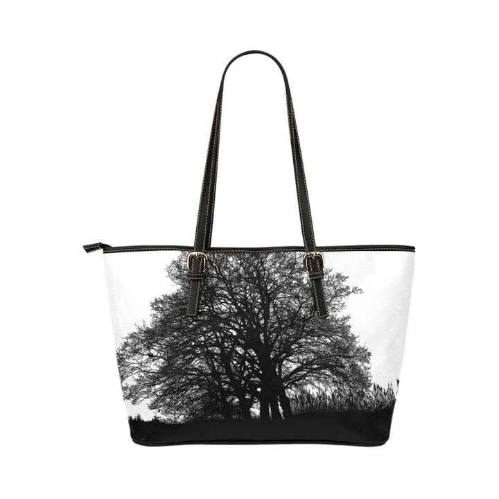 Large Leather Tote Shoulder Bag - Black and White Tree T588233 - Bags/Leather