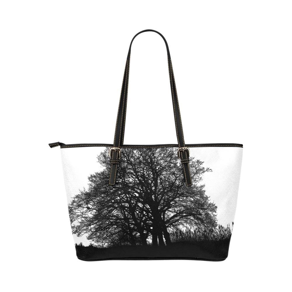 Large Leather Tote Shoulder Bag - Black And White Tree T588233 - Bags | Leather