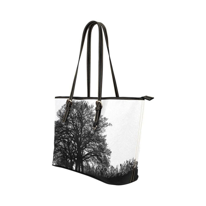 Large Leather Tote Shoulder Bag - Black and White Tree T588233 - Bags/Leather