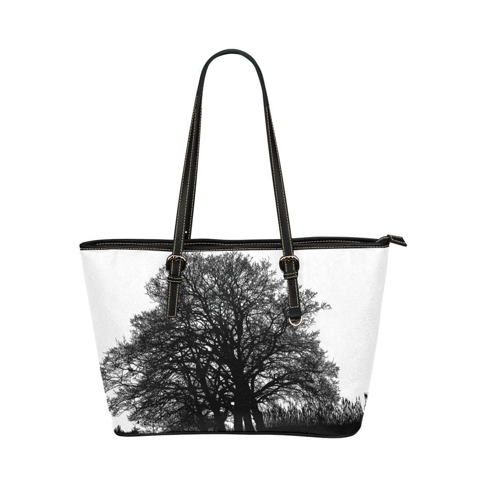 Large Leather Tote Shoulder Bag - Black and White Tree T588233 - Bags | Leather