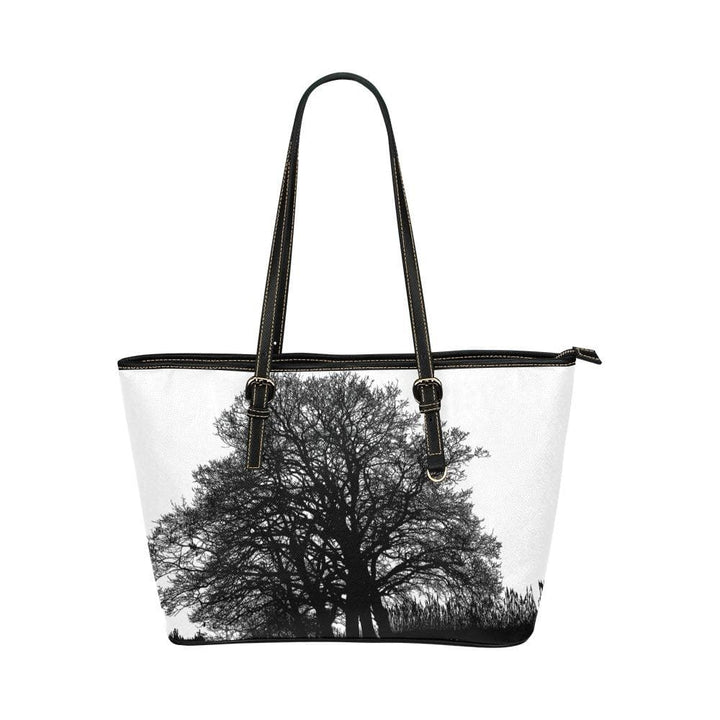 Large Leather Tote Shoulder Bag - Black and White Tree T588233 - Bags/Leather