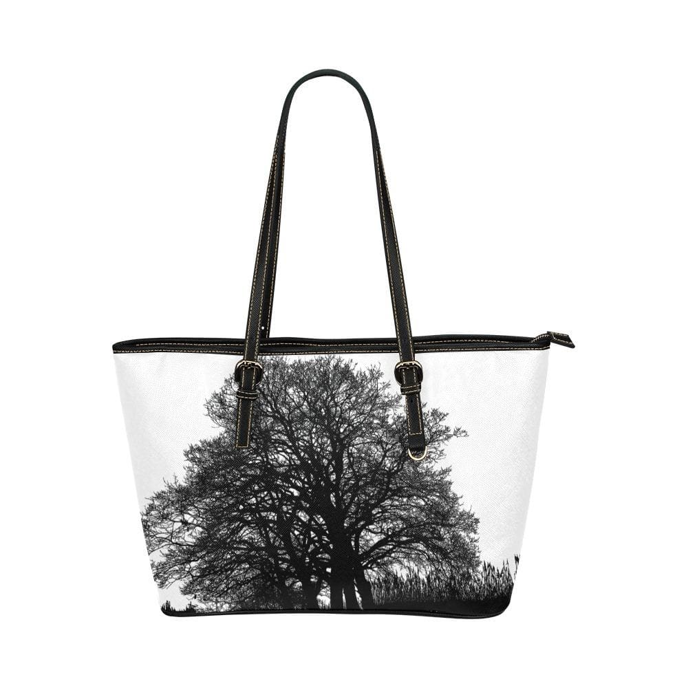 Large Leather Tote Shoulder Bag - Black And White Tree T588233 - Bags | Leather