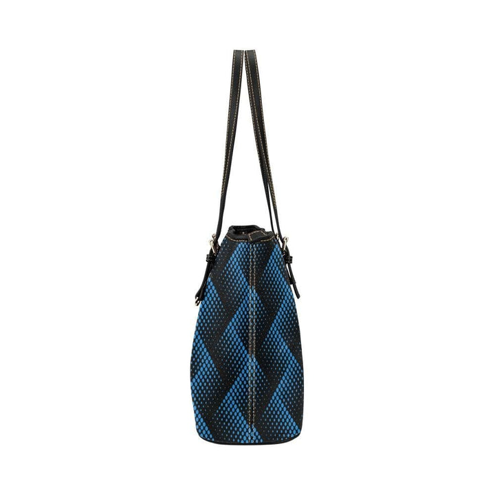 Large Leather Tote Shoulder Bag - Blue and Black Polka Dot T752073 - Bags