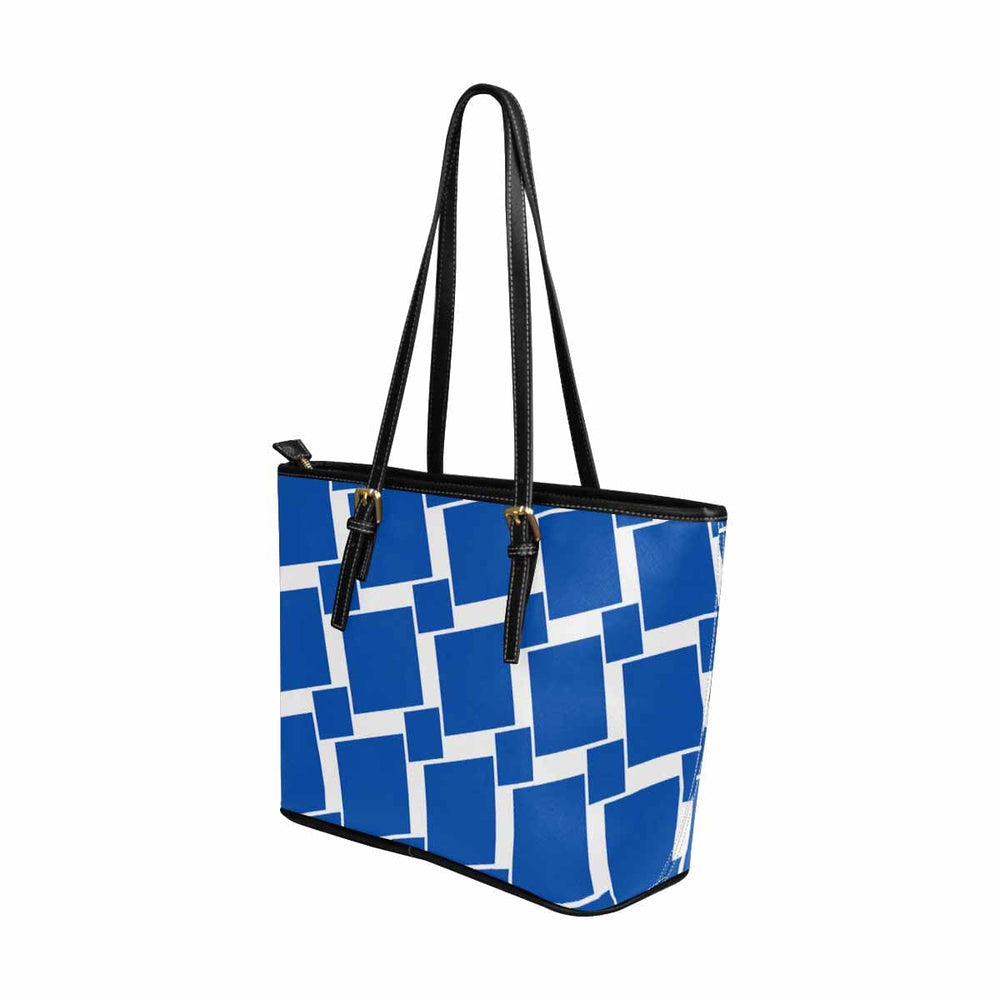 Large Leather Tote Shoulder Bag - Blue - Bags | Leather Tote Bags