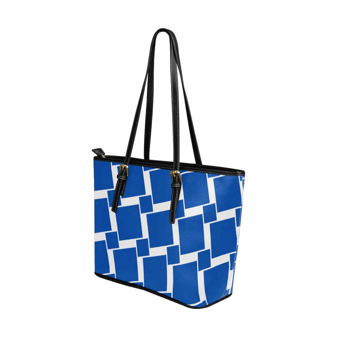 Large Leather Tote Shoulder Bag - Blue - Bags | Leather Tote Bags