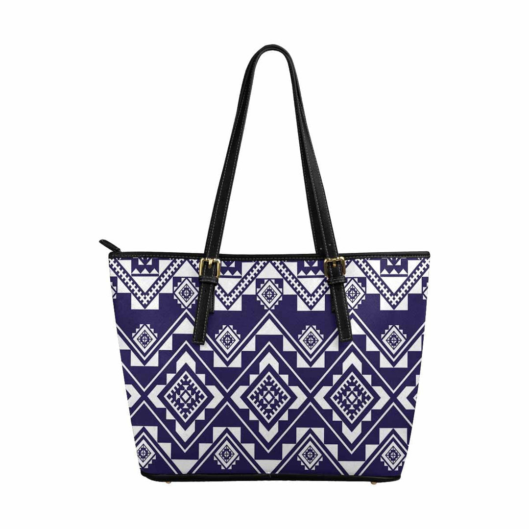 Large Leather Tote Shoulder Bag - Blue - Bags | Leather Tote Bags