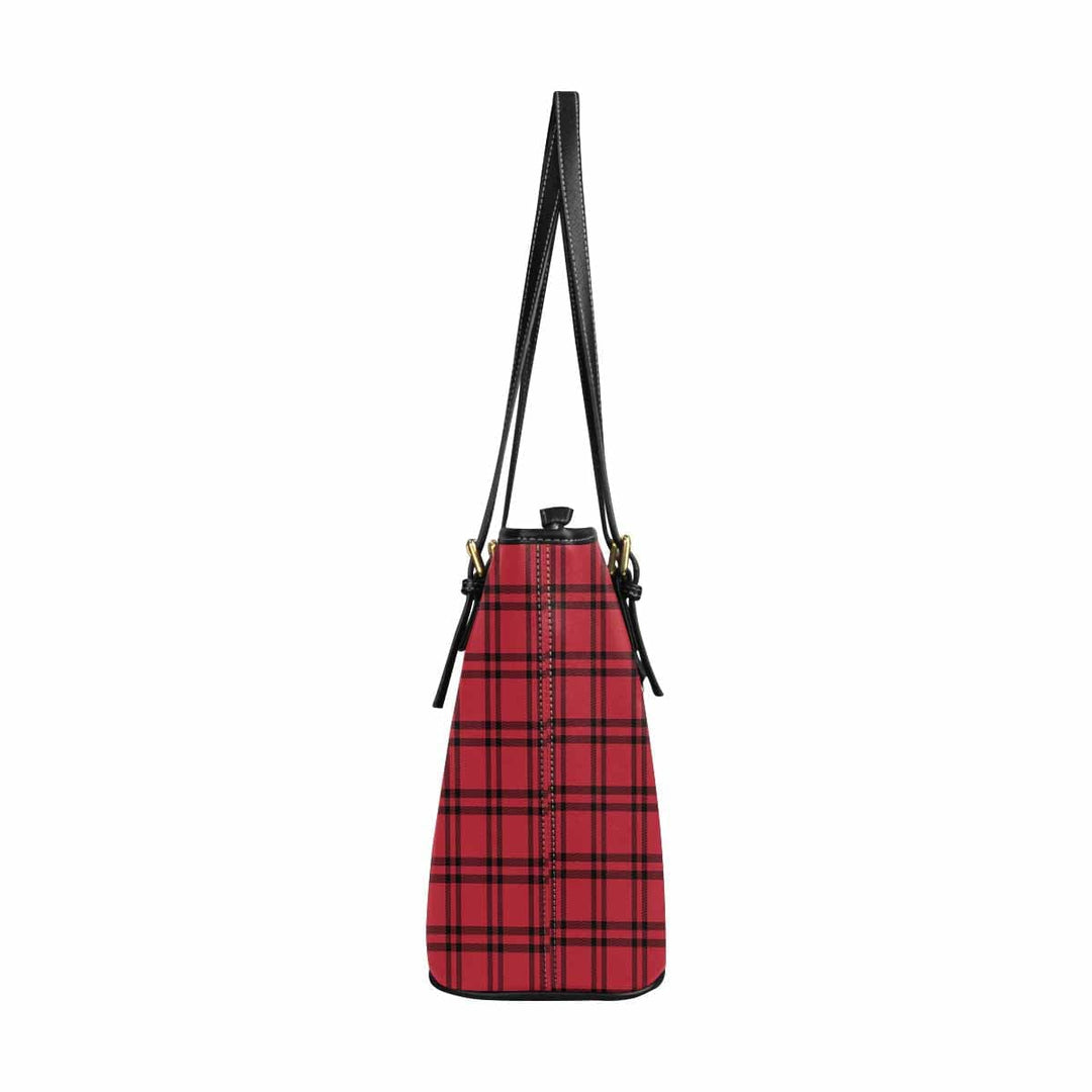 Large Leather Tote Shoulder Bag - Buffalo Plaid Red and Black S954654 - Bags