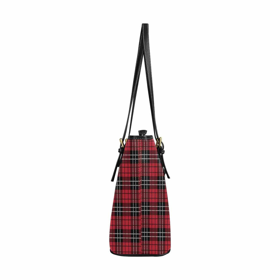 Large Leather Tote Shoulder Bag - Buffalo Plaid Red and Black S954658 - Bags