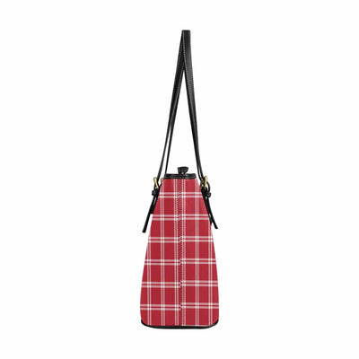 Large Leather Tote Shoulder Bag - Buffalo Plaid Red And White - Bags | Leather