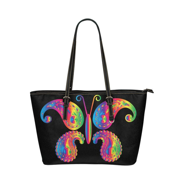 Large Leather Tote Shoulder Bag - Butterfly Black T227785 - Bags | Leather Tote