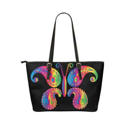 Large Leather Tote Shoulder Bag - Butterfly Black T227785 - Bags | Leather Tote