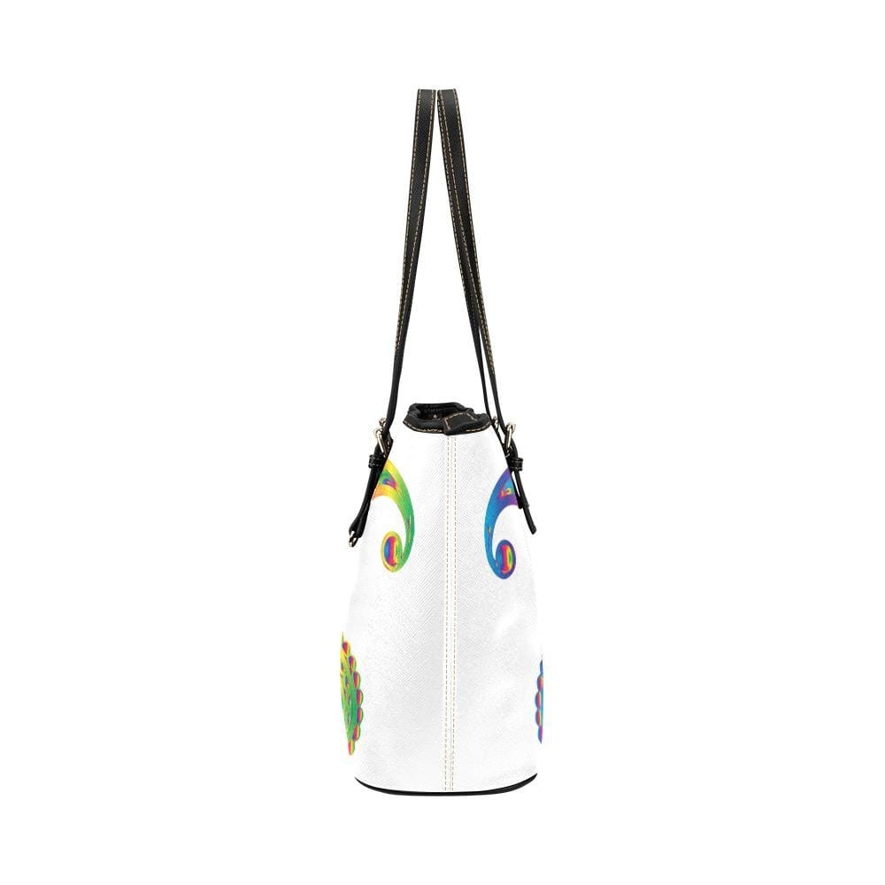 Large Leather Tote Shoulder Bag - Butterfly White T260553 - Bags | Leather Tote