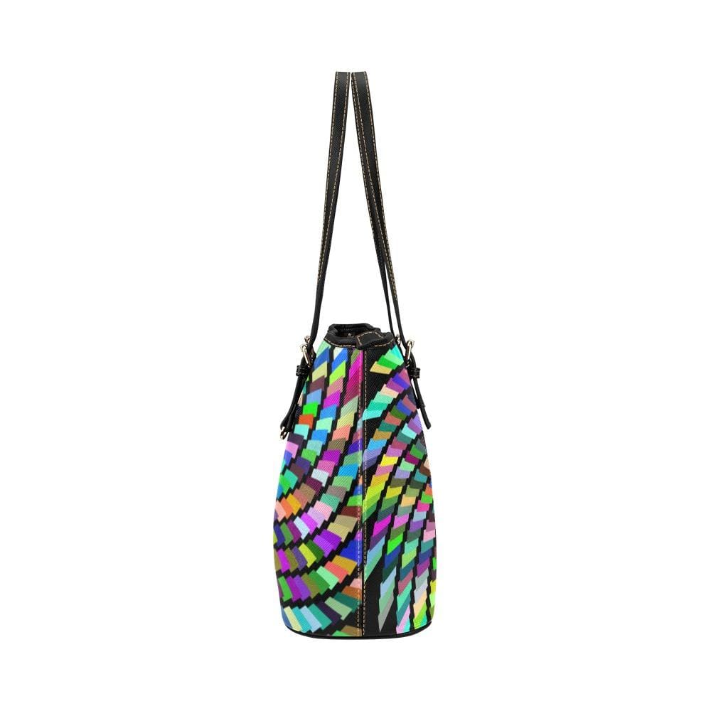 Large Leather Tote Shoulder Bag - Color Wheel Multicolor Illustration