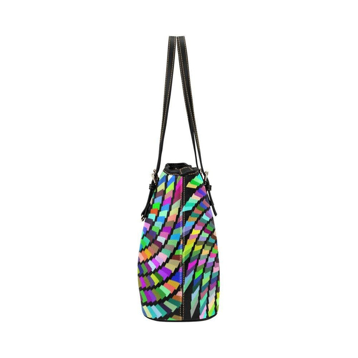 Large Leather Tote Shoulder Bag - Color Wheel Multicolor Illustration