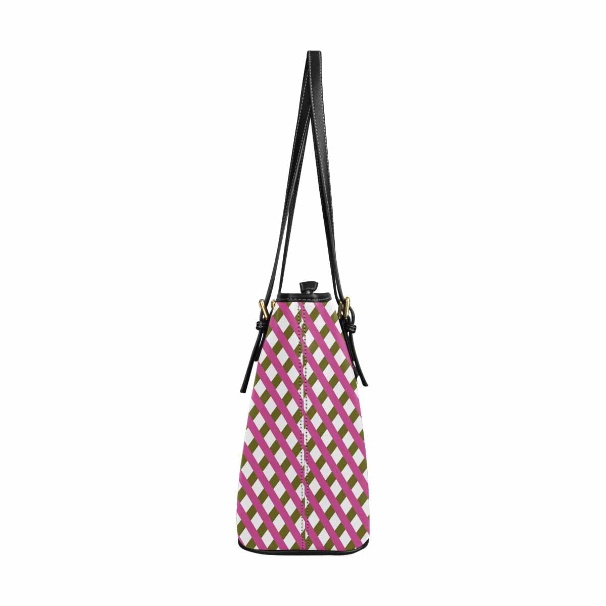 Large Leather Tote Shoulder Bag - Crosshatch Pink Tote - Bags | Leather Tote