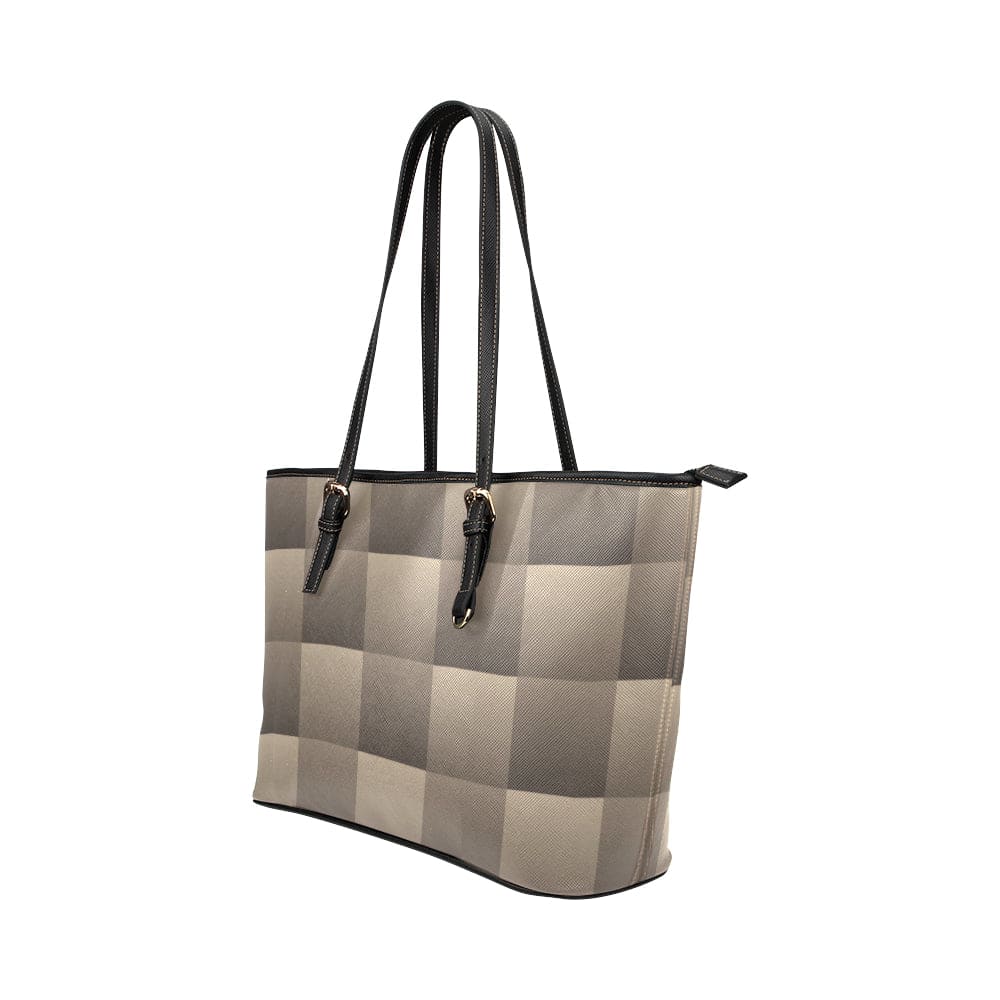 Large Leather Tote Shoulder Bag - Geometric Multicolor Illustration - Bags