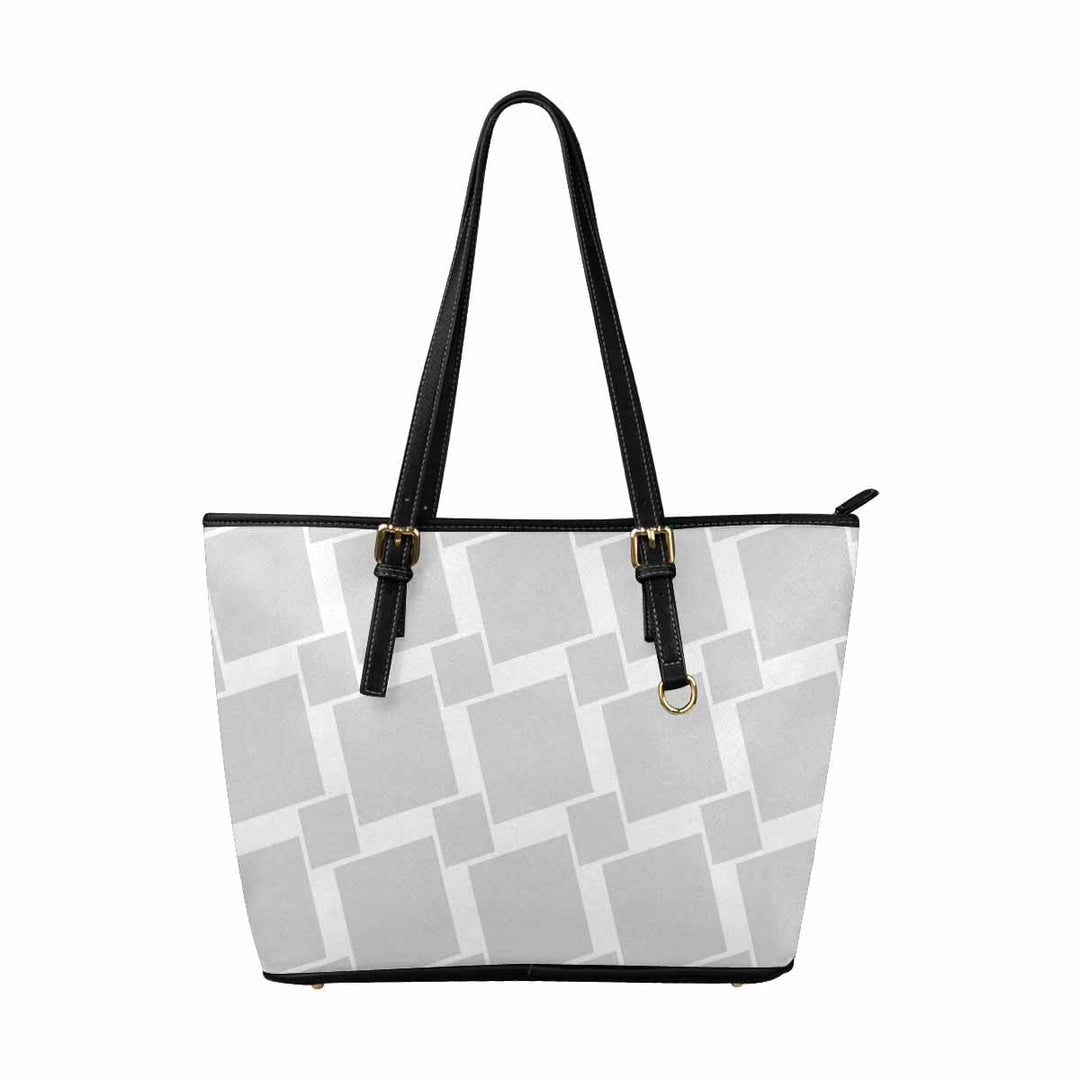 Large Leather Tote Shoulder Bag - Grey - Bags/Leather Tote Bags