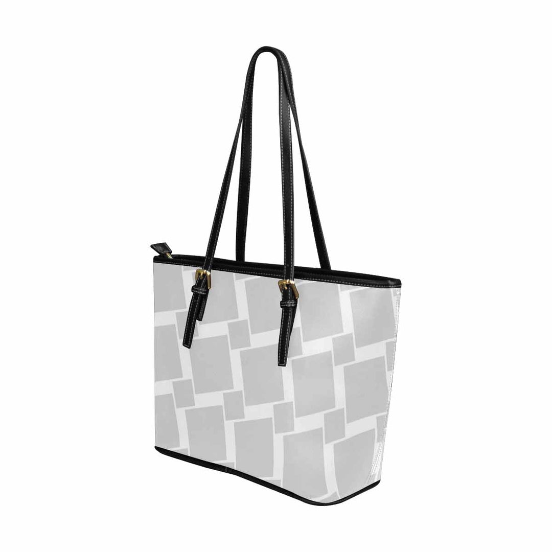 Large Leather Tote Shoulder Bag - Grey - Bags/Leather Tote Bags