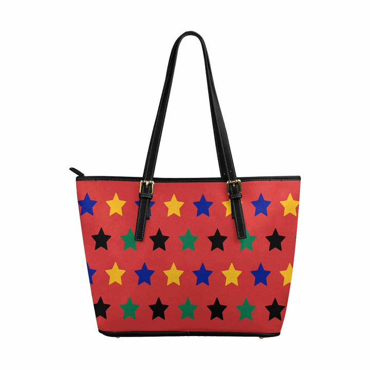 Large Leather Tote Shoulder Bag - Bohemian Multicolor Illustration - Bags