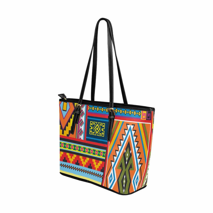 Large Leather Tote Shoulder Bag - Bohemian Print - Bags | Leather Tote Bags