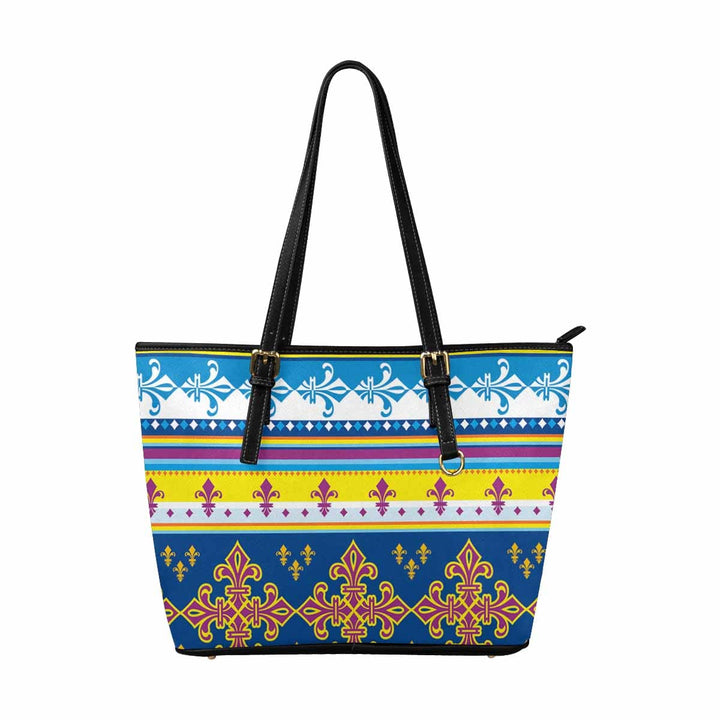 Large Leather Tote Shoulder Bag - Bohemian Pattern Illustration - Bags