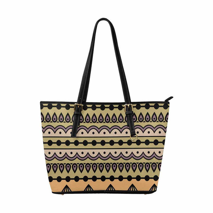 Large Leather Tote Shoulder Bag - Bohemian Multicolor Illustration - Bags