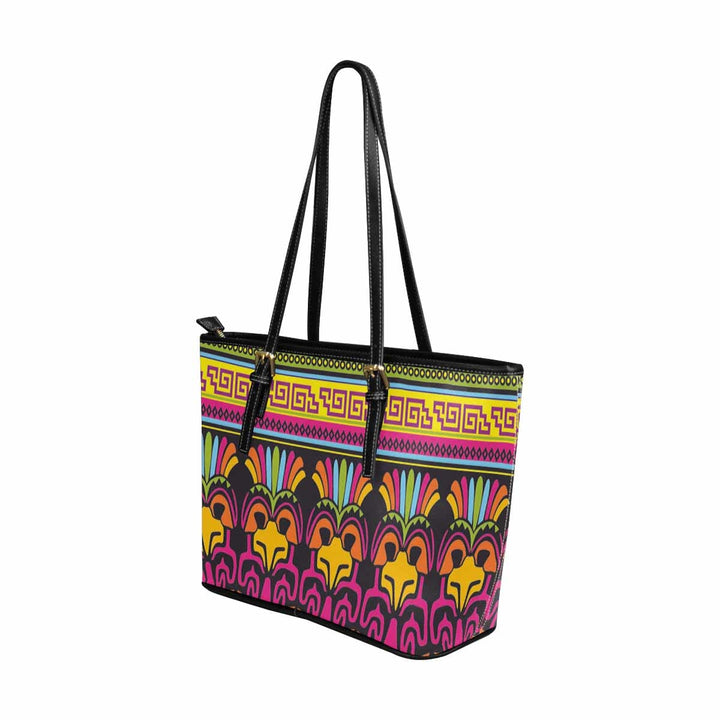 Large Leather Tote Shoulder Bag - Bohemian Print - Bags | Leather Tote Bags