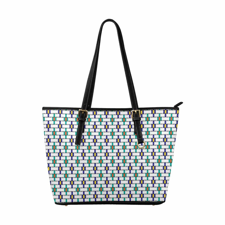 Large Leather Tote Shoulder Bag - Bohemian Multicolor Illustration - Bags