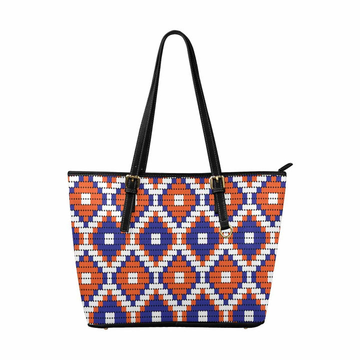 Large Leather Tote Shoulder Bag - Bohemian Multicolor Illustration - Bags