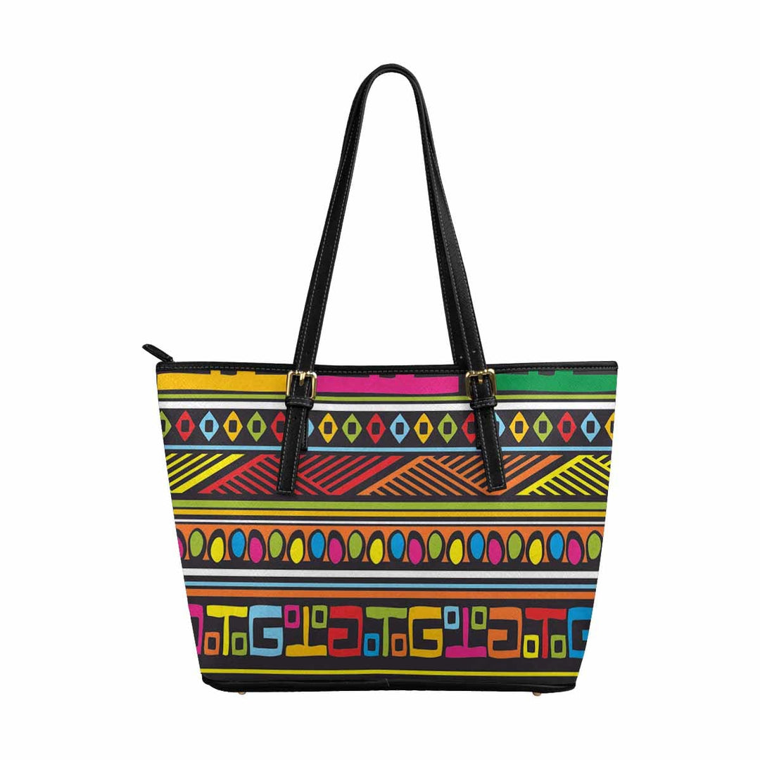 Large Leather Tote Shoulder Bag - Bohemian Print - Bags | Leather Tote Bags