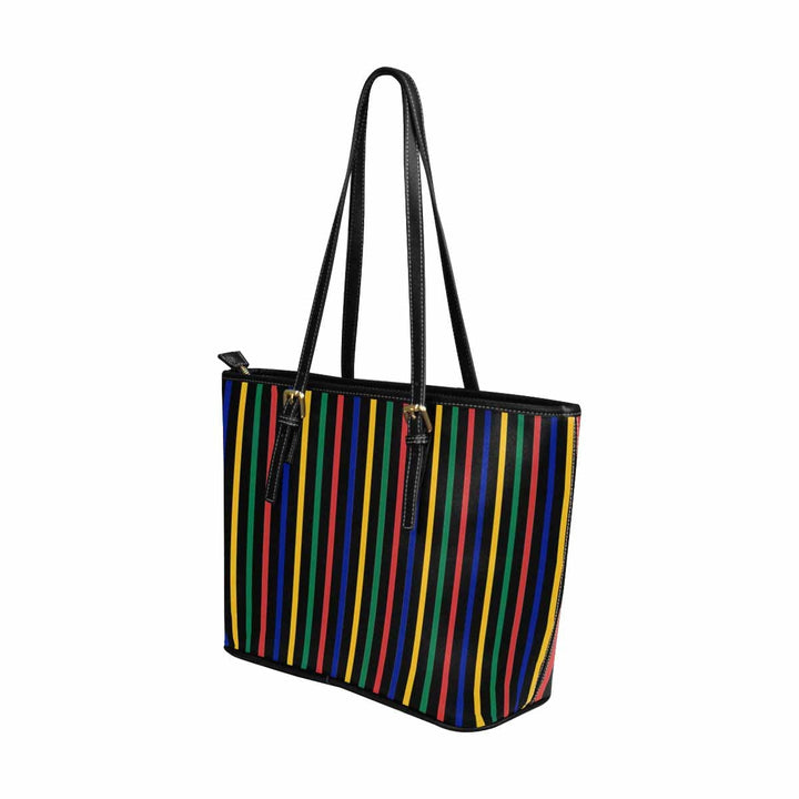 Large Leather Tote Shoulder Bag - Bohemian Multicolor Illustration - Bags