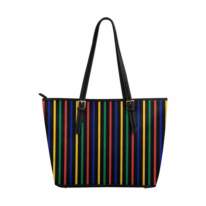 Large Leather Tote Shoulder Bag - Bohemian Multicolor Illustration - Bags