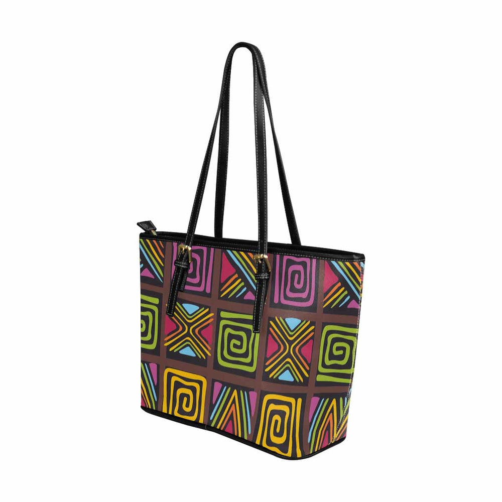 Large Leather Tote Shoulder Bag - Bohemian Print - Bags | Leather Tote Bags