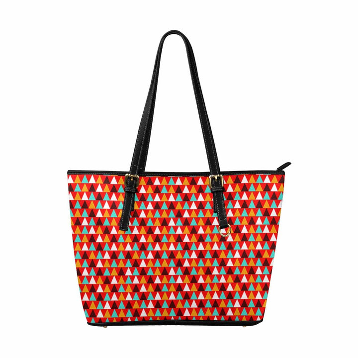 Large Leather Tote Shoulder Bag - Bohemian Multicolor Illustration - Bags