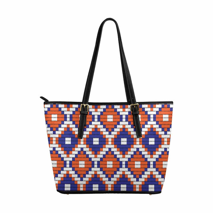 Large Leather Tote Shoulder Bag - Bohemian Multicolor Illustration - Bags