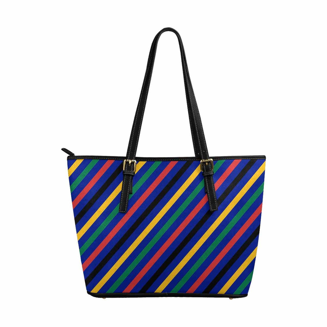 Large Leather Tote Shoulder Bag - Bohemian Multicolor Illustration - Bags