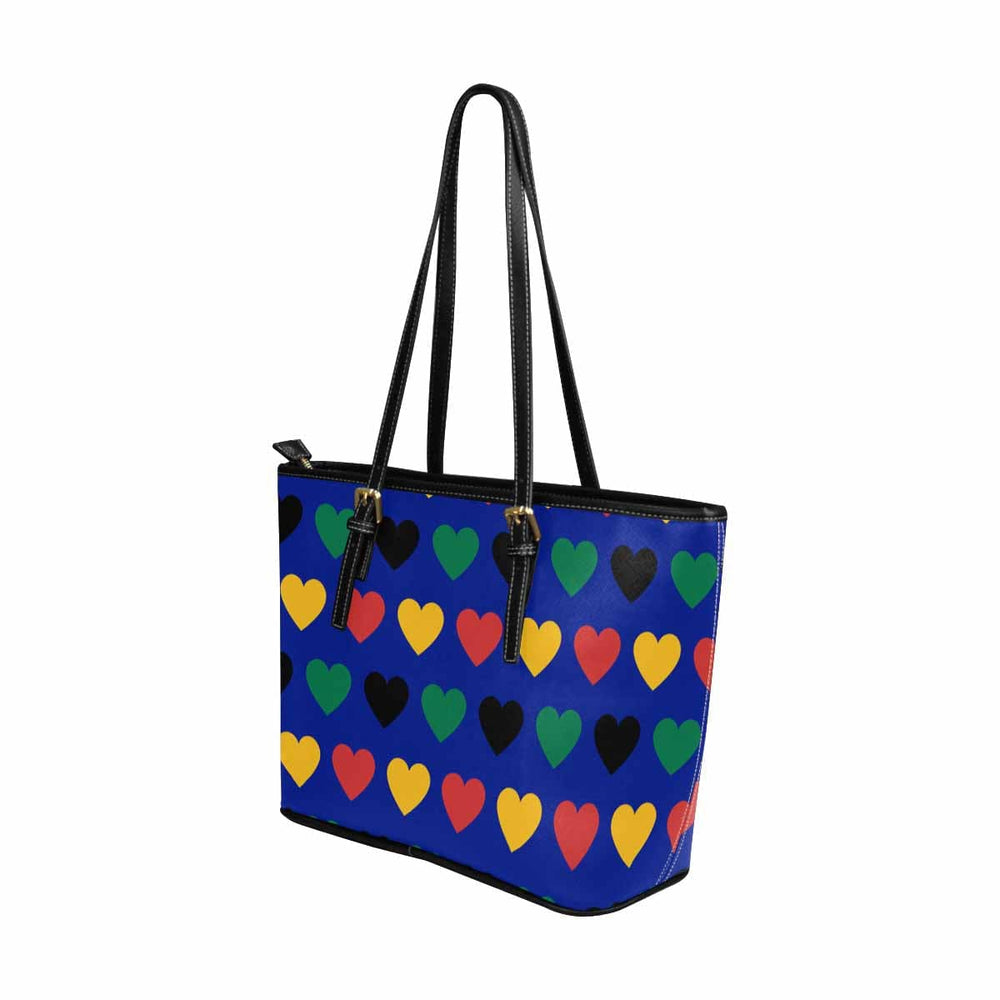 Large Leather Tote Shoulder Bag - Bohemian Multicolor Illustration - Bags