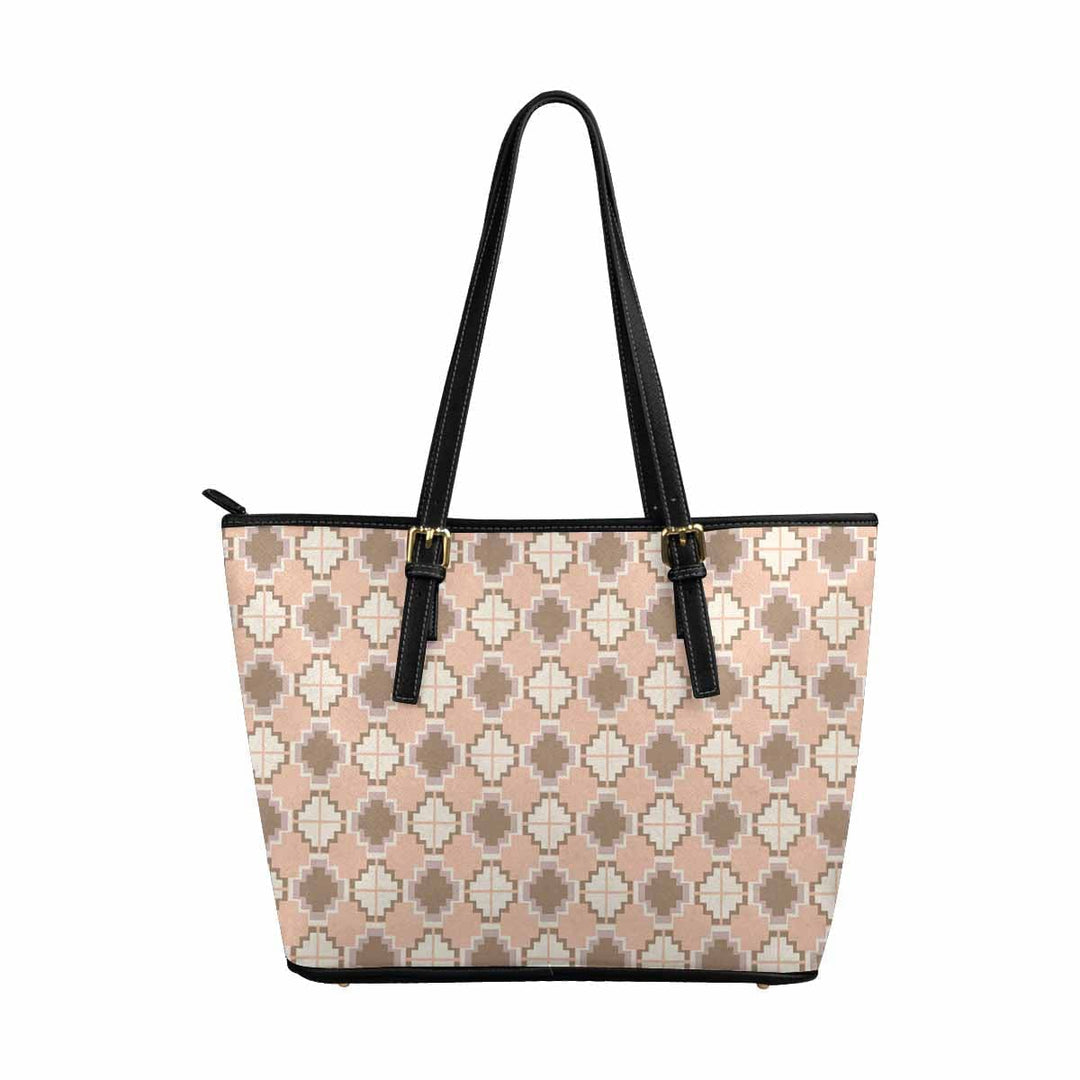 Large Leather Tote Shoulder Bag - Bohemian Pattern Illustration - Bags