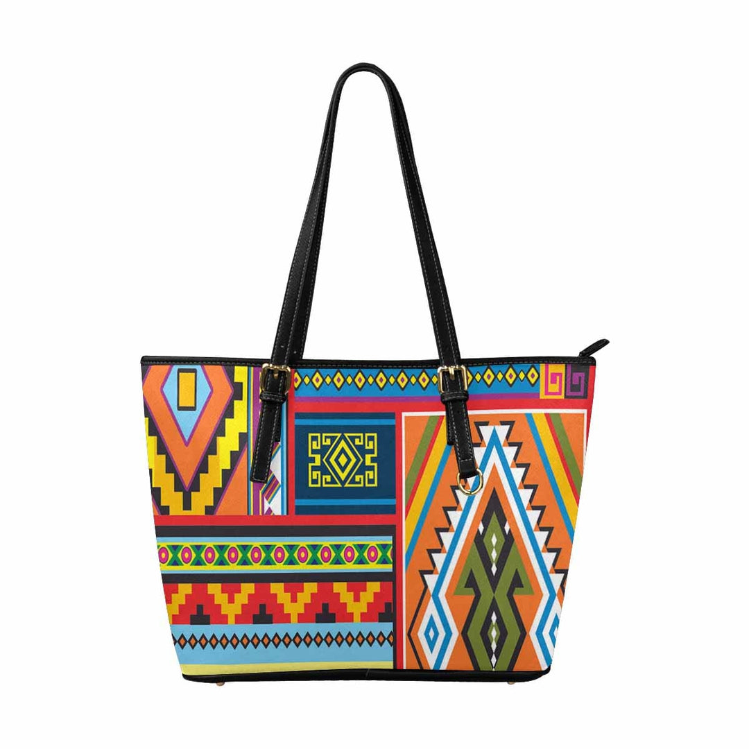 Large Leather Tote Shoulder Bag - Bohemian Print - Bags | Leather Tote Bags