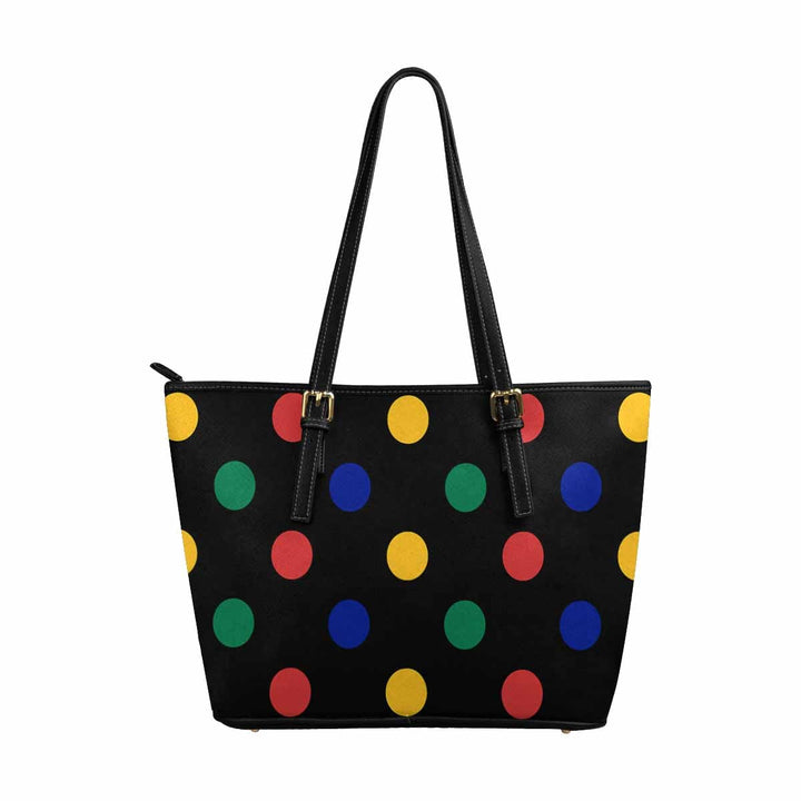 Large Leather Tote Shoulder Bag - Bohemian Multicolor Illustration - Bags