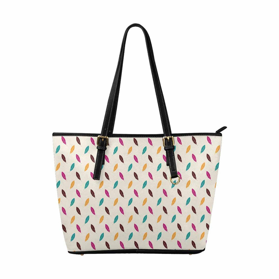 Large Leather Tote Shoulder Bag - Bohemian Multicolor Illustration - Bags