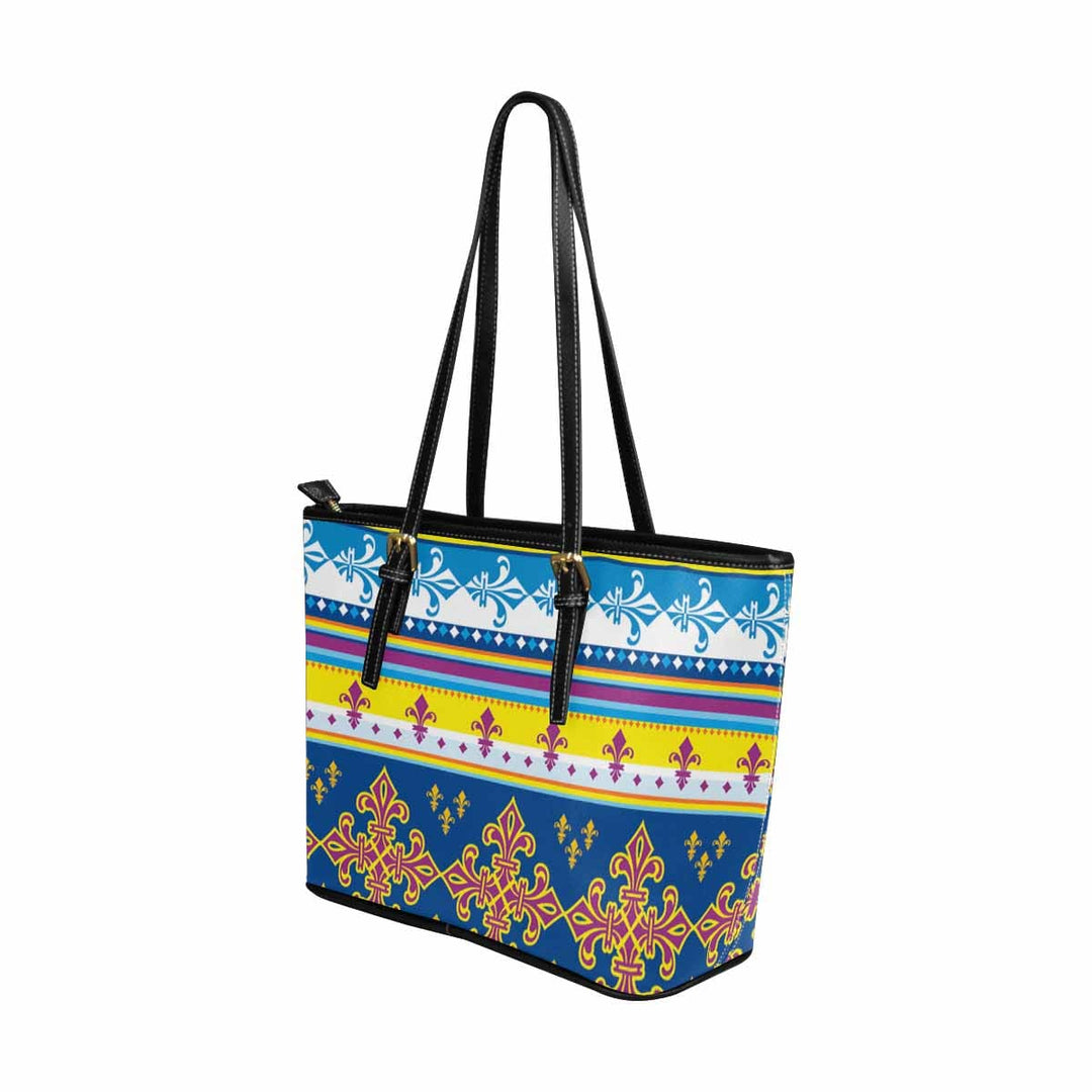 Large Leather Tote Shoulder Bag - Bohemian Pattern Illustration - Bags